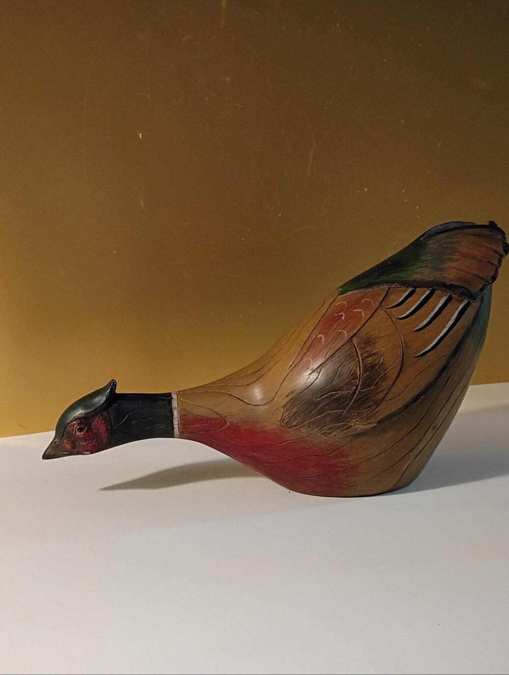 Vintage Pheasant Bird Figurine Brown, Red & Green